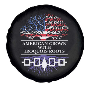 American Grown With Iroquois Roots Spare Tire Cover Tree USA Flag TS11 Print Your Wear