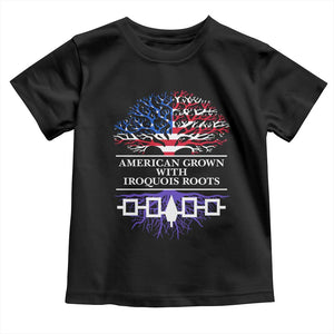 American Grown With Iroquois Roots Toddler T Shirt Tree USA Flag TS11 Black Print Your Wear