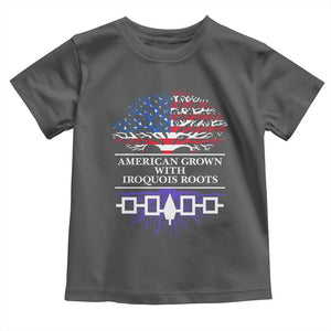 American Grown With Iroquois Roots Toddler T Shirt Tree USA Flag TS11 Dark Heather Print Your Wear