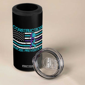 Construction Suicide Prevention Awareness 4 in 1 Can Cooler Tumbler Mental Health American Flag TS11 Print Your Wear