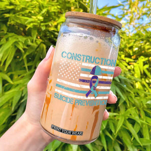 Construction Suicide Prevention Awareness Glass Can Mental Health American Flag TS11 Black Print Your Wear