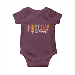 First Day of School Teacher Student Baby Onesie Funny Back to School Retro TS11 Maroon Print Your Wear