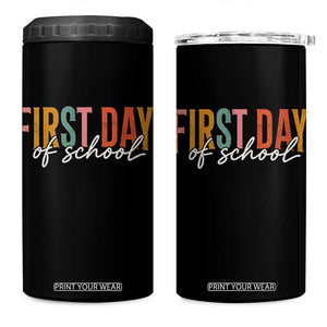 First Day of School Teacher Student 4 in 1 Can Cooler Tumbler Funny Back to School Retro