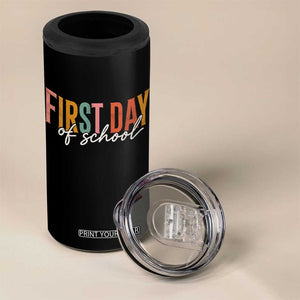 First Day of School Teacher Student 4 in 1 Can Cooler Tumbler Funny Back to School Retro