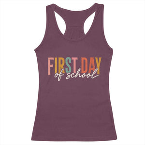 First Day of School Teacher Student Racerback Tank Top Funny Back to School Retro TS11 Maroon Print Your Wear
