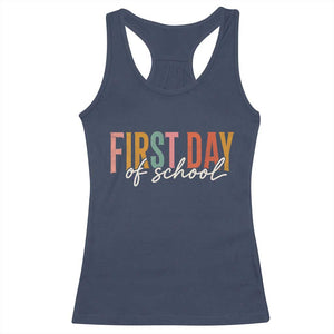 First Day of School Teacher Student Racerback Tank Top Funny Back to School Retro TS11 Navy Print Your Wear
