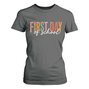 First Day of School Teacher Student T Shirt For Women Funny Back to School Retro TS11 Dark Heather Print Your Wear