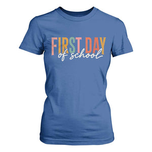 First Day of School Teacher Student T Shirt For Women Funny Back to School Retro TS11 Royal Blue Print Your Wear