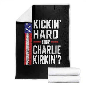 Funny Kickin Hard Or Kirkin US Political Throw Blanket Vintage American Flag