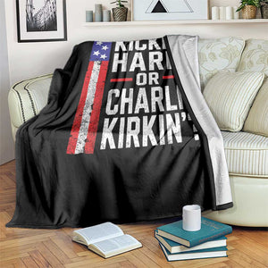 Funny Kickin Hard Or Kirkin US Political Throw Blanket Vintage American Flag