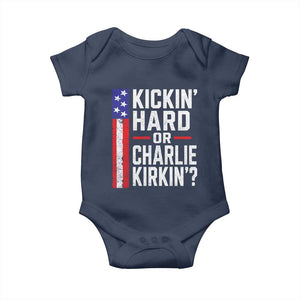 Funny Kickin Hard Or Kirkin US Political Baby Onesie Vintage American Flag