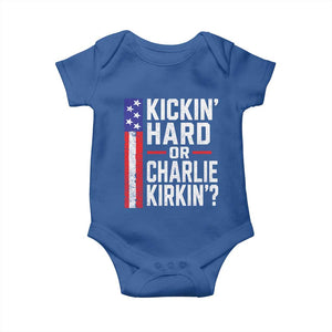 Funny Kickin Hard Or Kirkin US Political Baby Onesie Vintage American Flag