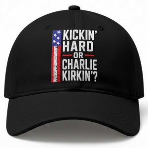 Funny Kickin Hard Or Kirkin US Political Baseball Cap Vintage American Flag