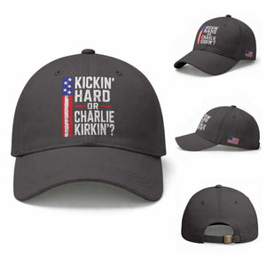 Funny Kickin Hard Or Kirkin US Political Baseball Cap Vintage American Flag