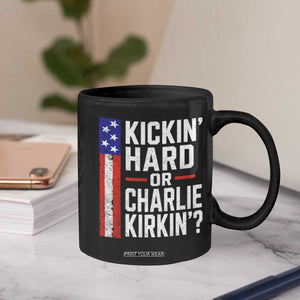 Funny Kickin Hard Or Kirkin US Political Coffee Mug Vintage American Flag