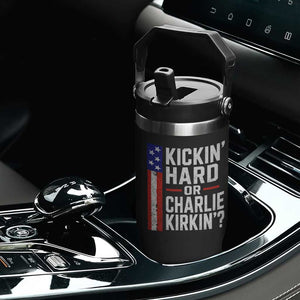 Funny Kickin Hard Or Kirkin US Political Flip Straw Tumbler Vintage American Flag