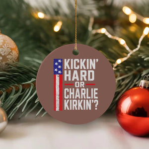 Funny Kickin Hard Or Kirkin US Political Ceramic Ornament Vintage American Flag