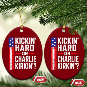 Funny Kickin Hard Or Kirkin US Political Ceramic Ornament Vintage American Flag