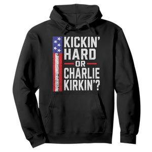 Funny Kickin Hard Or Kirkin US Political Hoodie Vintage American Flag