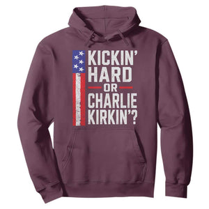 Funny Kickin Hard Or Kirkin US Political Hoodie Vintage American Flag