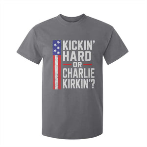 Funny Kickin Hard Or Kirkin US Political T Shirt For Kid Vintage American Flag