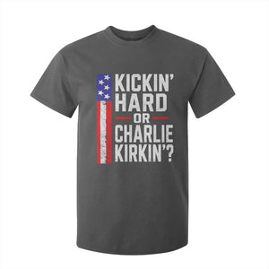 Funny Kickin Hard Or Kirkin US Political T Shirt For Kid Vintage American Flag