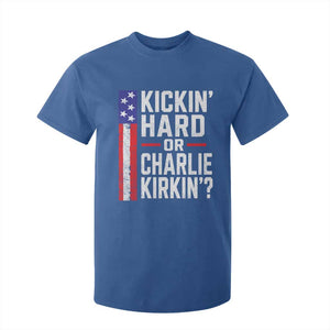 Funny Kickin Hard Or Kirkin US Political T Shirt For Kid Vintage American Flag