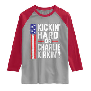 Funny Kickin Hard Or Kirkin US Political Raglan Shirt Vintage American Flag