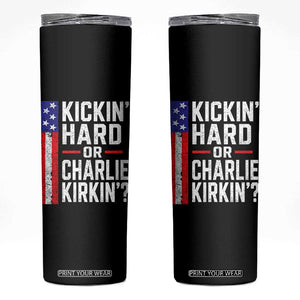 Funny Kickin Hard Or Kirkin US Political Skinny Tumbler Vintage American Flag