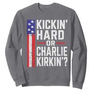 Funny Kickin Hard Or Kirkin US Political Sweatshirt Vintage American Flag