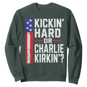 Funny Kickin Hard Or Kirkin US Political Sweatshirt Vintage American Flag