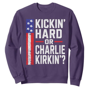 Funny Kickin Hard Or Kirkin US Political Sweatshirt Vintage American Flag