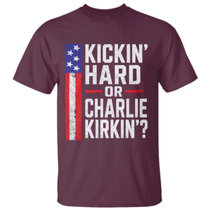 Funny Kickin Hard Or Kirkin US Political T Shirt Vintage American Flag