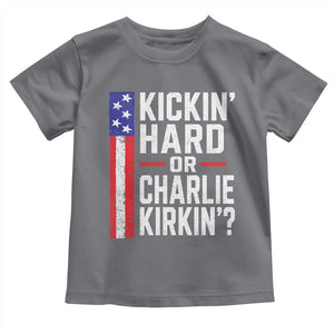 Funny Kickin Hard Or Kirkin US Political Toddler T Shirt Vintage American Flag