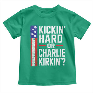 Funny Kickin Hard Or Kirkin US Political Toddler T Shirt Vintage American Flag