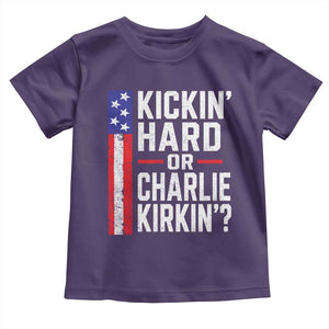 Funny Kickin Hard Or Kirkin US Political Toddler T Shirt Vintage American Flag