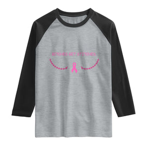 Funny Breast Cancer Awareness Raglan Shirt Bitches Get Stitches Pink Ribbon