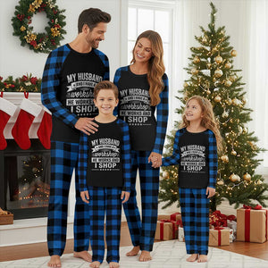 My Husband And I Have A Workshop He Works And I Shop Plaid Pajama Set Funny Husband Wife Relationship