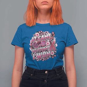 Breast Cancer Awareness T Shirt For Women It Came We Fought I Won Boxing Gloves Pink Ribbon Flowers Leopard TS11 Royal Blue Print Your Wear