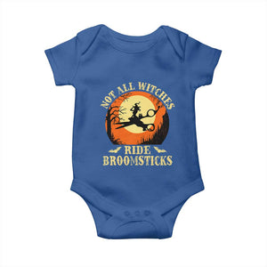 Funny Lesbian Witch Halloween Baby Onesie Not All Witches Ride Broomsticks TS11 Royal Blue Print Your Wear