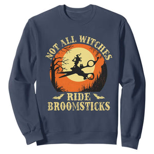 Funny Lesbian Witch Halloween Sweatshirt Not All Witches Ride Broomsticks TS11 Navy Print Your Wear