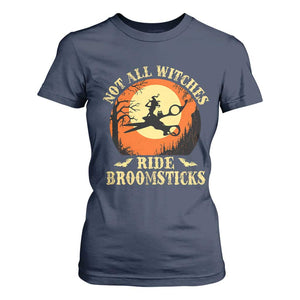 Funny Lesbian Witch Halloween T Shirt For Women Not All Witches Ride Broomsticks TS11 Navy Print Your Wear