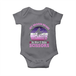 Funny Lesbian Witch Halloween Baby Onesie My Broom Broke So Now I Ride Scissors TS11 Charcoal Print Your Wear