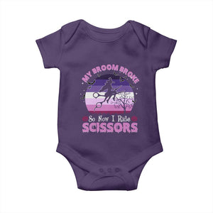 Funny Lesbian Witch Halloween Baby Onesie My Broom Broke So Now I Ride Scissors TS11 Purple Print Your Wear