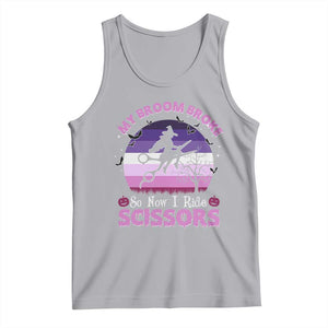 Funny Lesbian Witch Halloween Tank Top My Broom Broke So Now I Ride Scissors TS11 Athletic Heather Print Your Wear