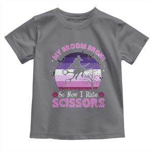 Funny Lesbian Witch Halloween Toddler T Shirt My Broom Broke So Now I Ride Scissors TS11 Charcoal Print Your Wear