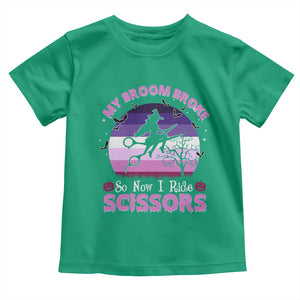 Funny Lesbian Witch Halloween Toddler T Shirt My Broom Broke So Now I Ride Scissors TS11 Irish Green Print Your Wear