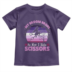 Funny Lesbian Witch Halloween Toddler T Shirt My Broom Broke So Now I Ride Scissors TS11 Purple Print Your Wear