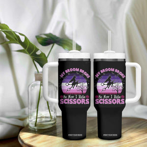 Funny Lesbian Witch Halloween Tumbler With Handle My Broom Broke So Now I Ride Scissors TS11 Print Your Wear