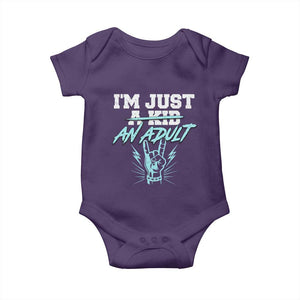 Funny Rock N Roll Lover Baby Onesie I Am Just A Kid Adulthood Saying TS11 Purple Print Your Wear